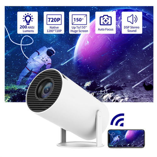 Mini vidéoprojecteur blanc Wi-Fi 720p orientable sur pied
