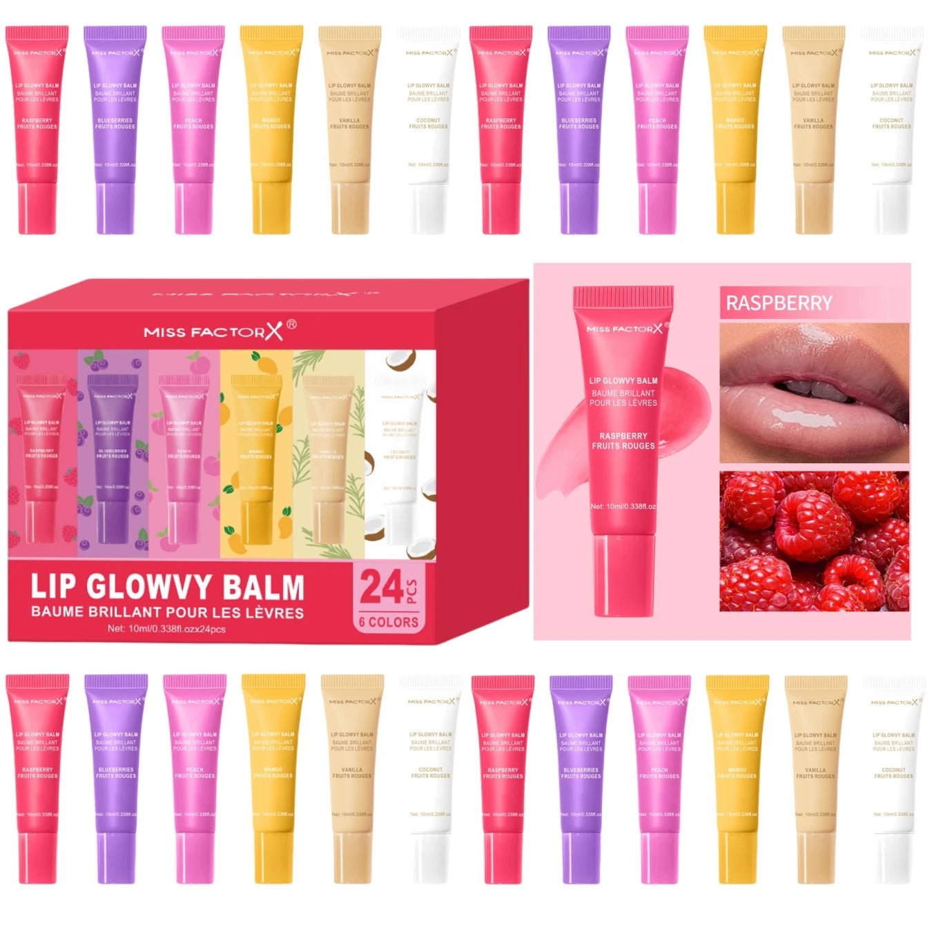 24pcs/Box 6 - Color Moisturizing Lip Gloss – Long - Lasting, Nourishing, Glossy Finish - K - Lina Shop
