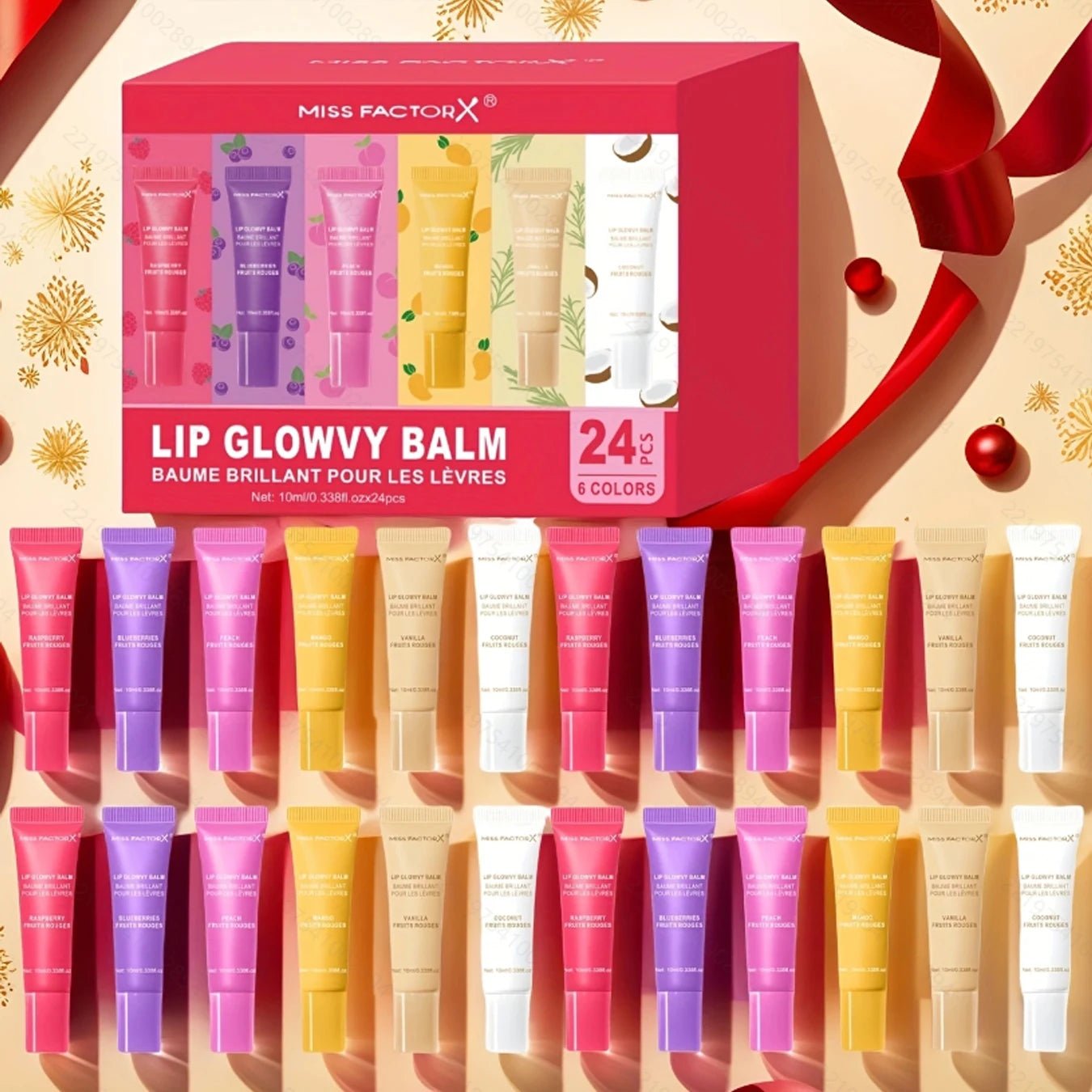 24pcs/Box 6 - Color Moisturizing Lip Gloss – Long - Lasting, Nourishing, Glossy Finish - K - Lina Shop